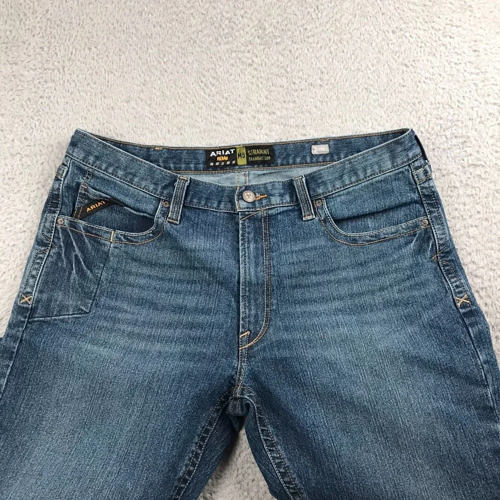 Ariat Rebar Jeans Mens 38 (39x31) M5 Straight Leg Western Cowboy Rodeo Denim